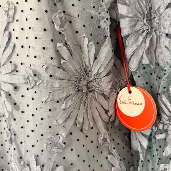 Anthropologie Eva Franco Purple 3D Flower Sheer Puff Sleeve Top sz XS NEW Tags - Picture 9 of 15